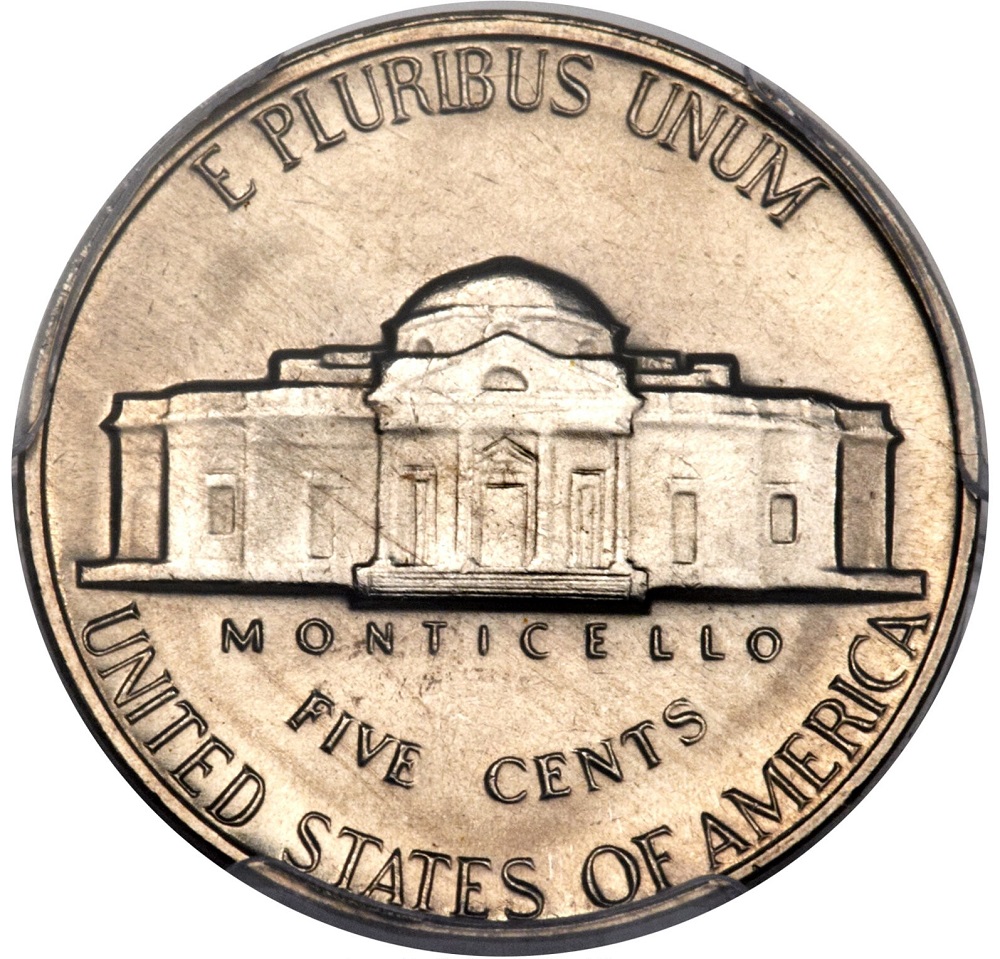 1970-S Jefferson nickel showing Full Steps Monticello reverse and S mint mark